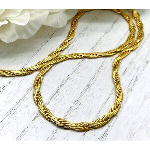 Vintage Gold tone Rope Chain Necklace With Lobster Clasp
